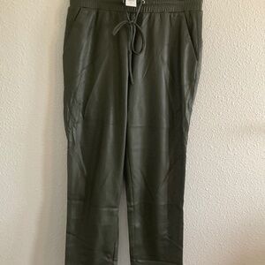 Loft Woman’s Faux Leather Slim Pants - Medium - Dark Caper Green. New with tags